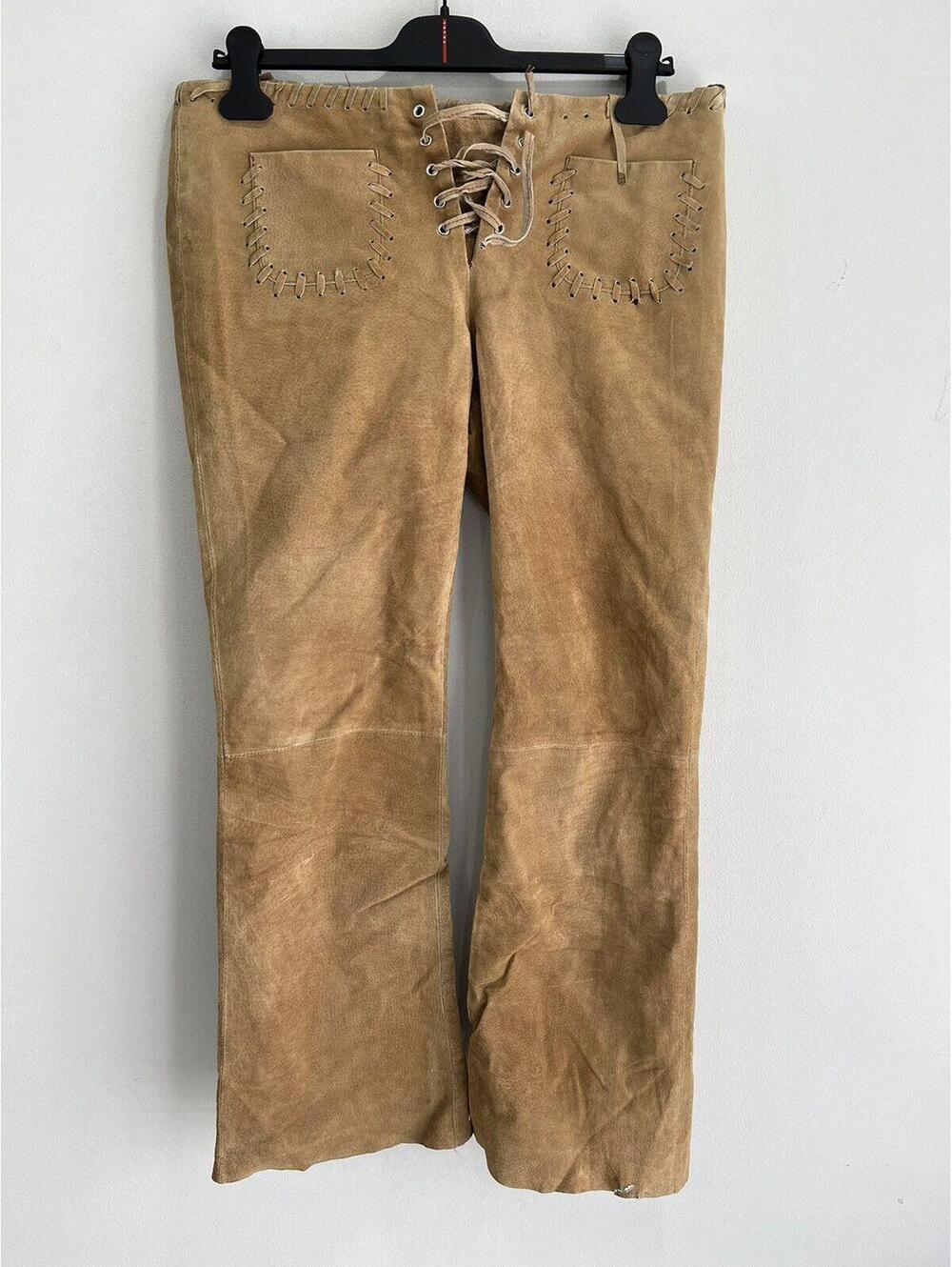 Vintage Womens Jou Jou Trousers Fringe tan pants y2k 7/8